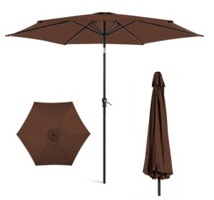 Outdoor Steel Market Patio Umbrella Decoration w/ Tilt, Crank Lift - 10ft, Brown