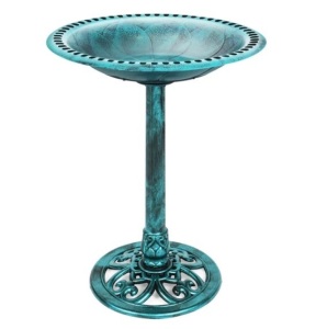 Vintage Outdoor Garden Bird Bath w/ Fleur-de-Lis Accents, Appears New