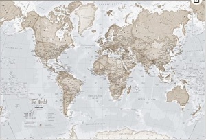 Maps International, World Map Wall art, 96x62 inches, New