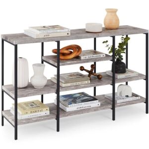 4-Tier Industrial Console Table w/ Tall Shelf Space - 55in