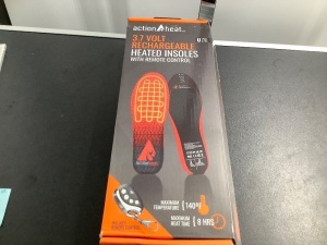 Action Heat 3.7 Volt Rechargeable Heated Insoles, Untested, Appears New