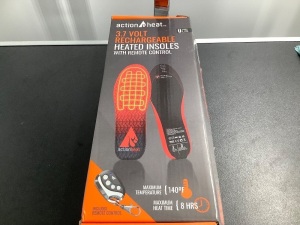 Action Heat 3.7 Volt Rechargeable Heated Insoles, Untested, Appears New