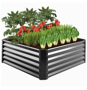 Outdoor Metal Raised Garden Bed for Vegetables, Flowers, Herbs - 4x4x1.5ft, Appears New, Retail $89.99