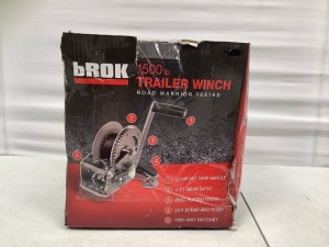 bROK 1500lb Trailer Winch, E-Comm Return
