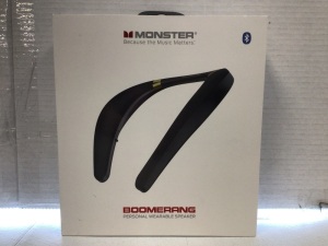 Monster, Boomerang Personal Wearable Speaker with Charging Cord, Appears New, Powers Up