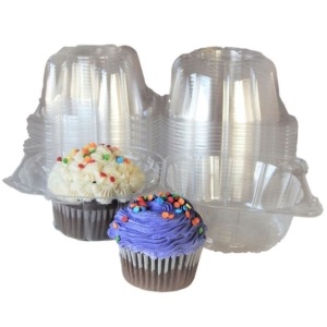 Lot of (4) 100pcs Plastic Cupcake Dome Cup Containers  