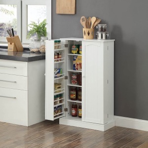 Farmhouse Kitchen Pantry with Doors and Adjustable Shelves  