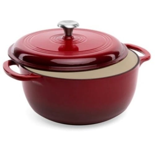 6qt Non-Stick Enamel Cast-Iron Dutch Oven Kitchen Cookware w/ Side Handles, Appears New