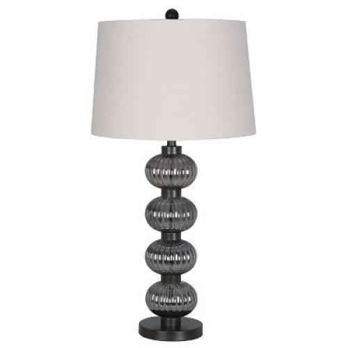 Threshold Glass Table Lamp in Dark Smoke Finish. Appears New