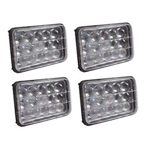 4x6 LED Square Headlights for Freightliner FLD120 (1988-2008) FLD112 (1991-2004) High Low Beam Sealed H4 Socket Upgrade 5D Lens Replace H4651 H4652 H4656, 4PCS