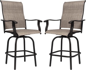 Outdoor Patio Swivel Bar Stools with Textilene Farbic, Set of 2  