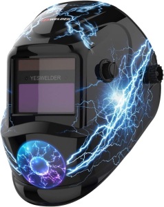 YESWELDER True Color Solar Powered Auto Darkening Welding Helmet, Wide Shade 4/9-13 for TIG MIG ARC