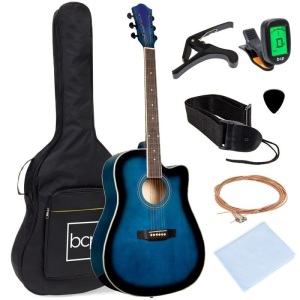 Full Size Beginner Acoustic Guitar Set with Case, Strap, Capo - 41in 