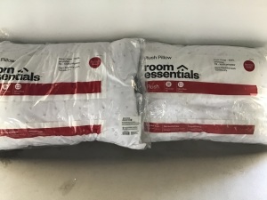 Room Essetials, Plush Pillows, LOT of 2, New, Retail - $13.99 Each