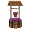 Rustic Wooden Wishing Well Planter Yard Decoration w/ Hanging Bucket, Appears New, Retail $99.99