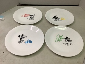Set of 4 Corell Mickey Mouse Plates, Appears New