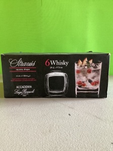 Strauss, Whisky Glasses, 6 Piece, New, Retail - $64.99