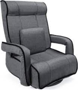 Oversized Swivel Gaming Floor Chair w/ Armrest, Adjustable Backrest