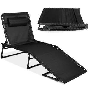 Portable Patio Chaise Lounge Chair Outdoor Recliner w/ Pillow