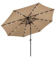Solar LED Lighted Patio Umbrella w/ Tilt Adjustment, UV-Resistance - 10ft, Missing Solar Panel, Ecommerce Return