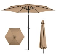 Outdoor Steel Market Patio Umbrella Decoration w/ Tilt, Crank Lift - 10ft, Appears New