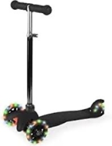 Kids Mini Kick Scooter Toy w/ Colorful Light-Up Wheels, Adjustable T-Bar