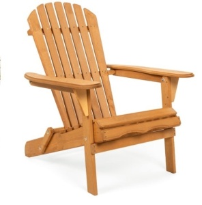 Folding Wooden Adirondack Chair Accent Furniture w/ Natural Finish - Brown