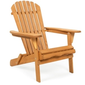 Folding Wooden Adirondack Chair Accent Furniture w/ Natural Finish - Brown