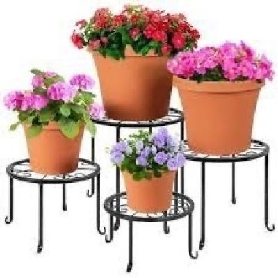 Set of 4 Indoor Outdoor Metal Nesting Plant Stands, Flowerpot Holders