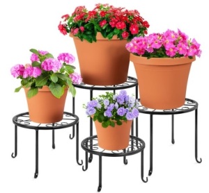 Set of 4 Indoor Outdoor Metal Nesting Plant Stands, Flowerpot Holders