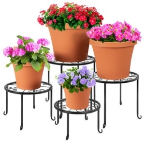 Set of 4 Indoor Outdoor Metal Nesting Plant Stands, Flowerpot Holders