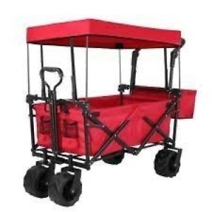 Utility Wagon Cart w/ Folding Design, 2 Cup Holders, Removable Canopy