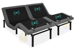 Adjustable Bed Base with Massage, Remote, USB Ports, Split King