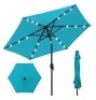 Outdoor Solar Patio Umbrella w/ Push Button Tilt, Crank Lift - 7.5ft, Appears New