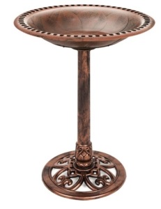 Vintage Outdoor Garden Bird Bath w/ Fleur-de-Lis Accents, Copper