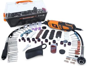 WEN 23190 1.3-Amp Variable Speed Steady-Grip Rotary Tool with 190-Piece Accessory Kit, Flex Shaft, and Carrying Case 