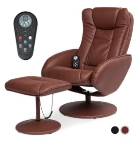 Faux Leather Electric Massage Recliner Chair w/ Stool Ottoman, Remote, Brown