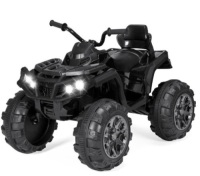 12V Kids Ride-On 4-Wheeler Quad ATV Car w/ 3.7mph Max, Bluetooth, Headlights, Black