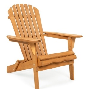 Folding Wooden Adirondack Chair Accent Furniture w/ Natural Finish - Brown