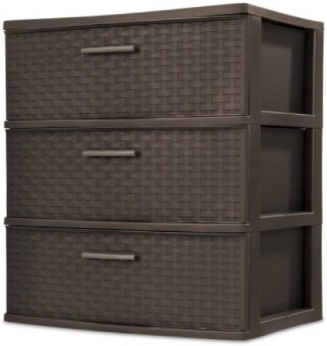 Sterilite 3-Drawer Wide Weave Tower, Espresso - Appears New&nbsp;