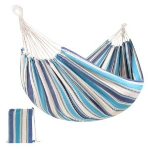 2-Person Brazilian-Style Double Hammock w/ Portable Carrying Bag, Ocean