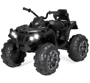 12V Kids Ride-On 4-Wheeler Quad ATV Car w/ 3.7mph Max, Bluetooth, Headlights, Black