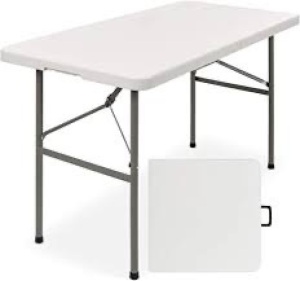 4ft Portable Folding Plastic Dining Table w/ Handle, Lock