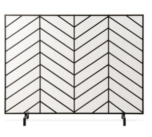 Single Panel Iron Chevron Fireplace Screen w/ Antique Finish - 38x31in, Appears New, Retail $74.99