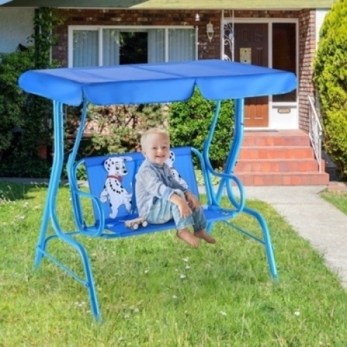 Outdoor Kids Patio Swing Bench With Canopy 2 Seats, Appears New, No Instructions, Retail $117.30
