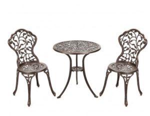 3 Pcs Cast Aluminum Bistro Set, Appears New, Retail $219.42