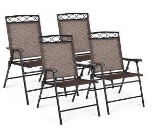 Set of 4 Black Folding Lawn Chair, Appears New, Retail $265.57