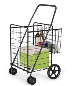 Jumbo Basket For Grocery Laundry Travel W/ Swivel Wheels, Appears New, Retail $109.02