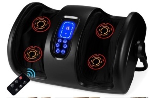 Reflexology Shiatsu Foot Massager w/ High-Intensity Rollers, Remote Control, Satin Black