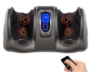 Therapeutic Foot Massager w/ High Intensity Rollers, Remote, 3 Modes, Gray